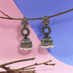 Leaf Stud with Dome Jhumkas