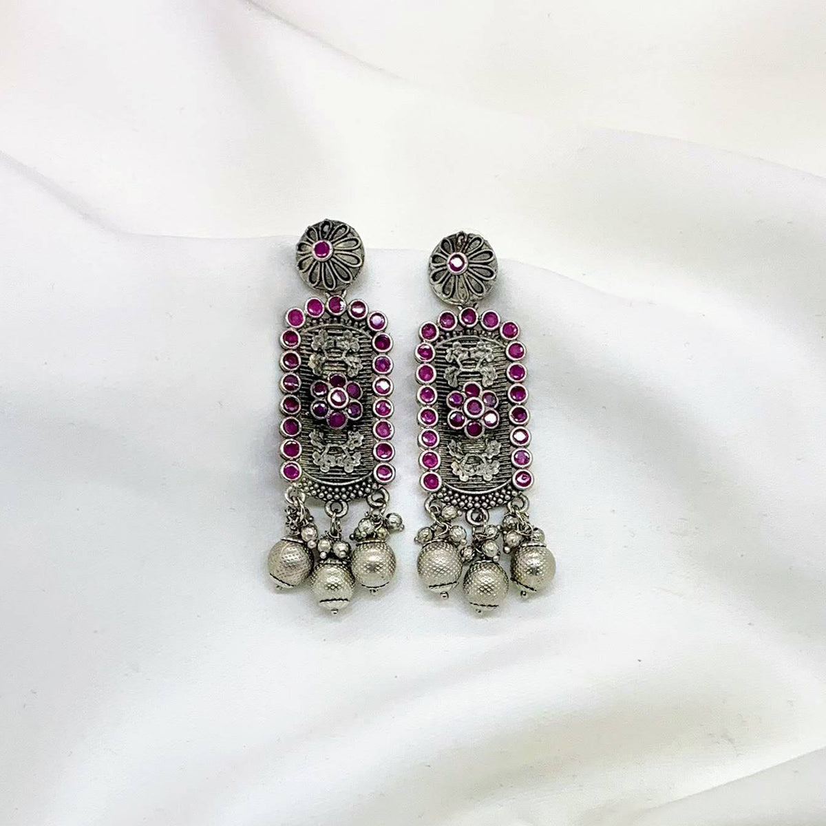 Oxidized Silver Long Danglers