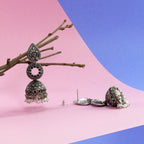 Leaf Stud with Dome Jhumkas