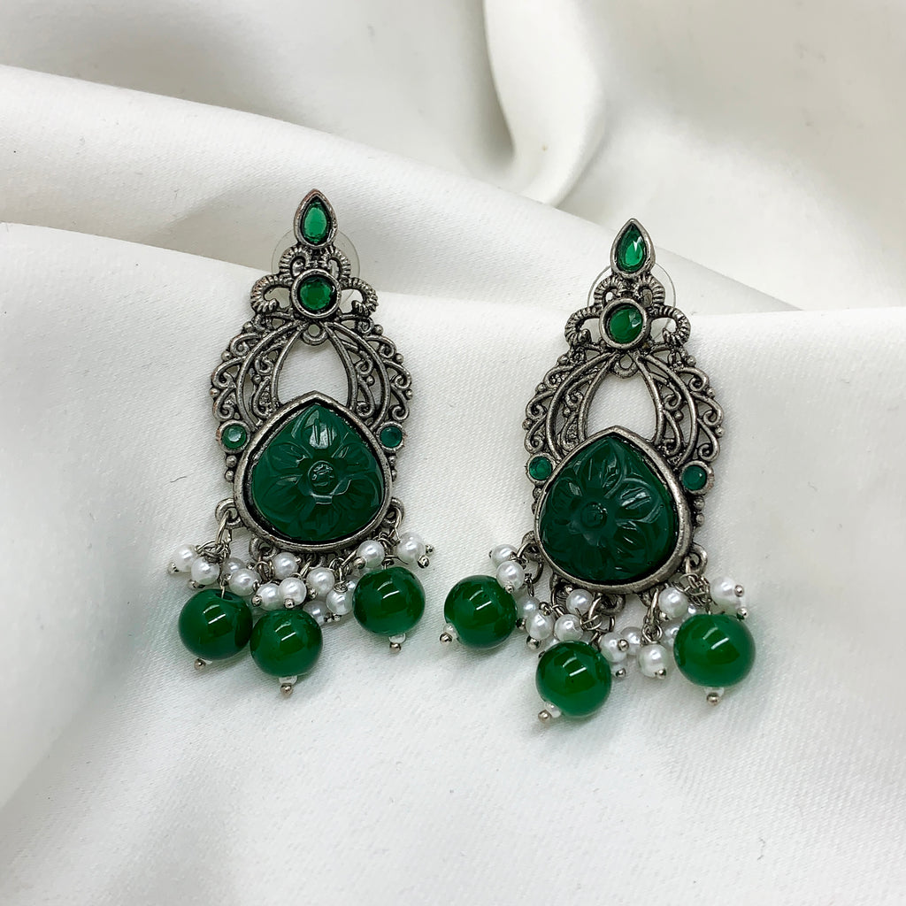 Sleek Ruby Oxidised Earings