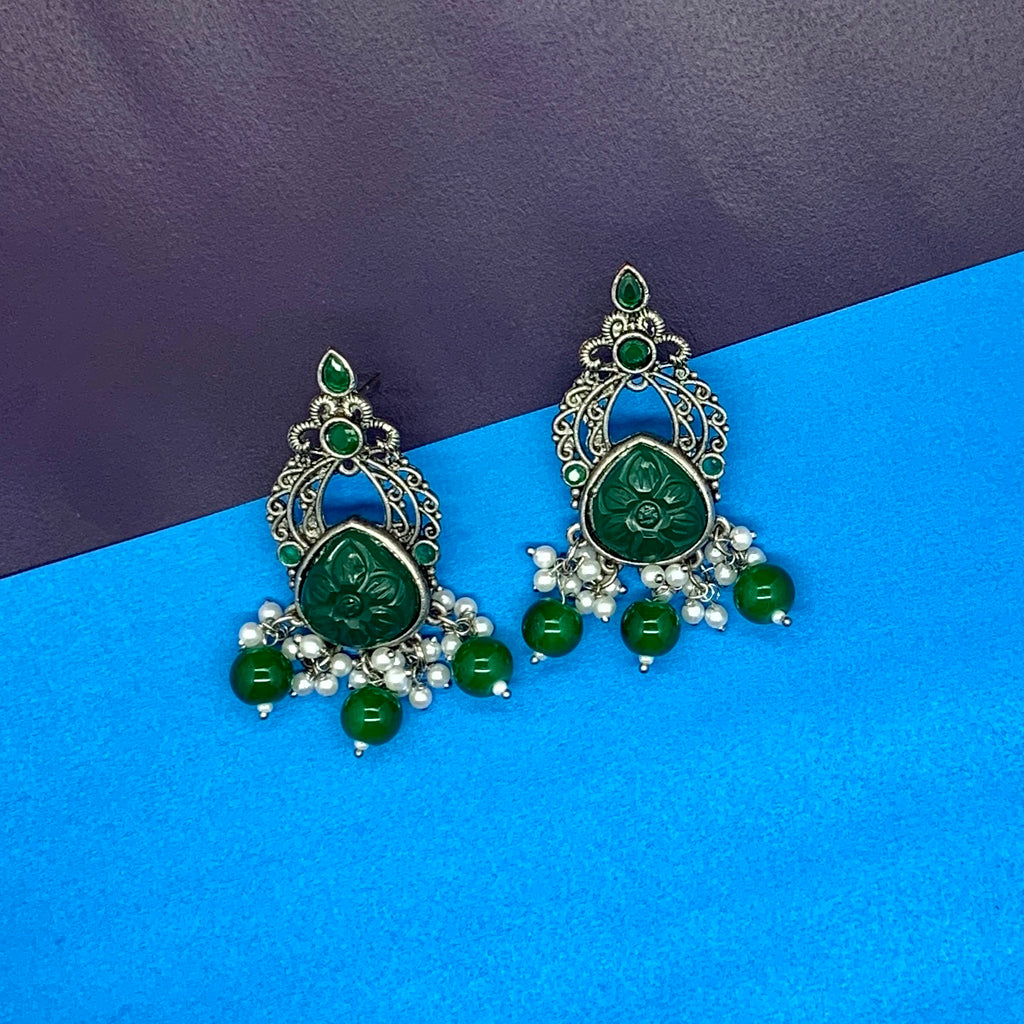 Sleek Ruby Oxidised Earings