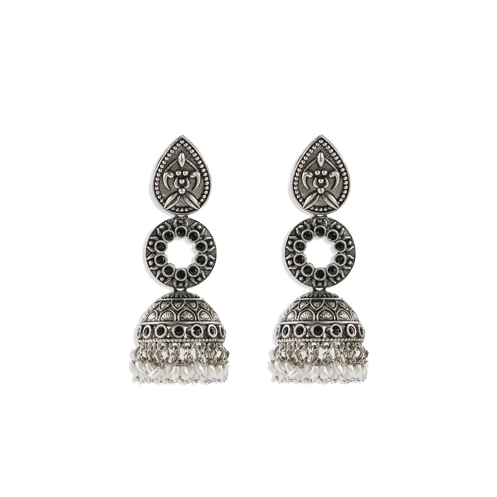 Leaf Stud with Dome Jhumkas