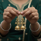 Golden Leaf Drop Jhumkas