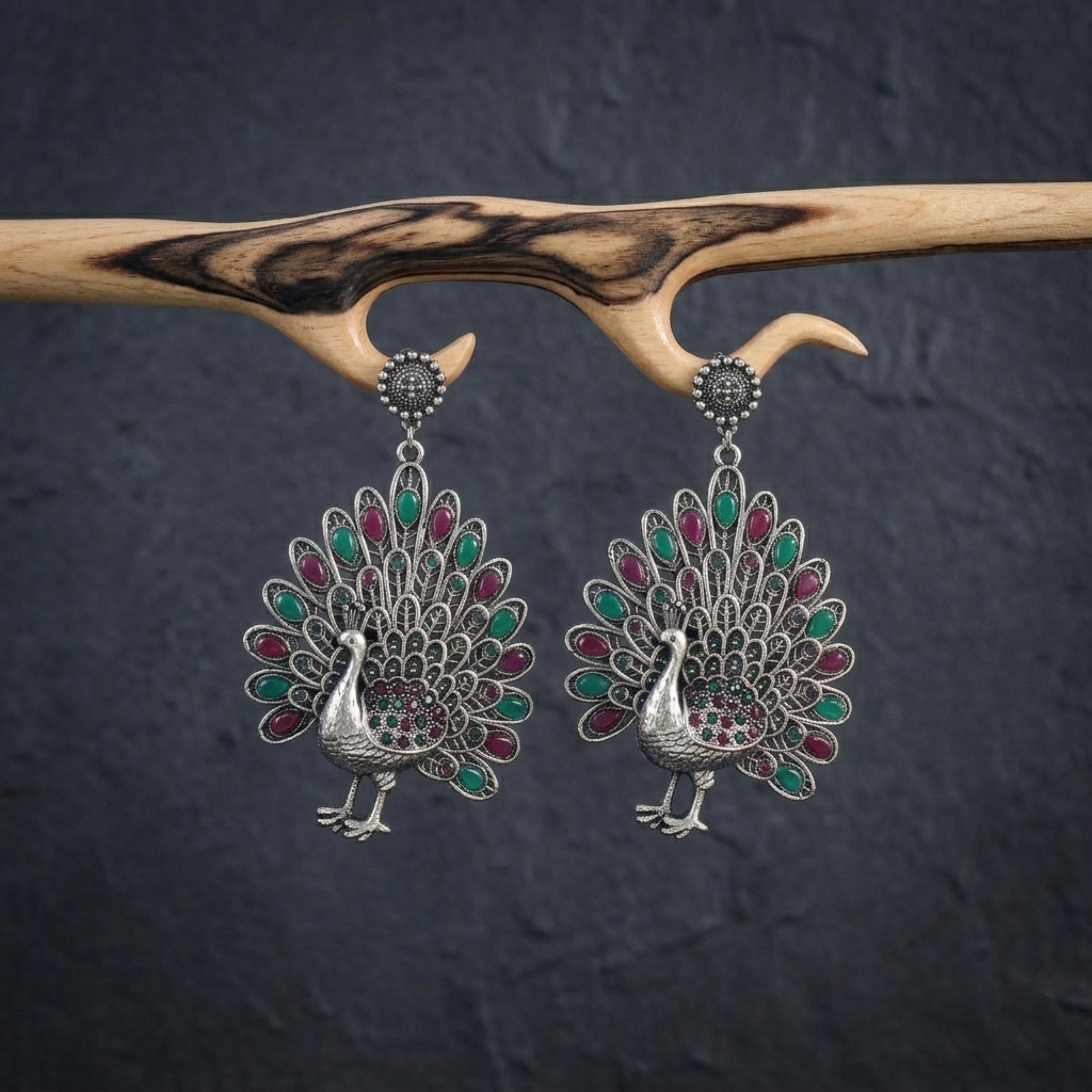 Multicolor peacock Motif Earrings