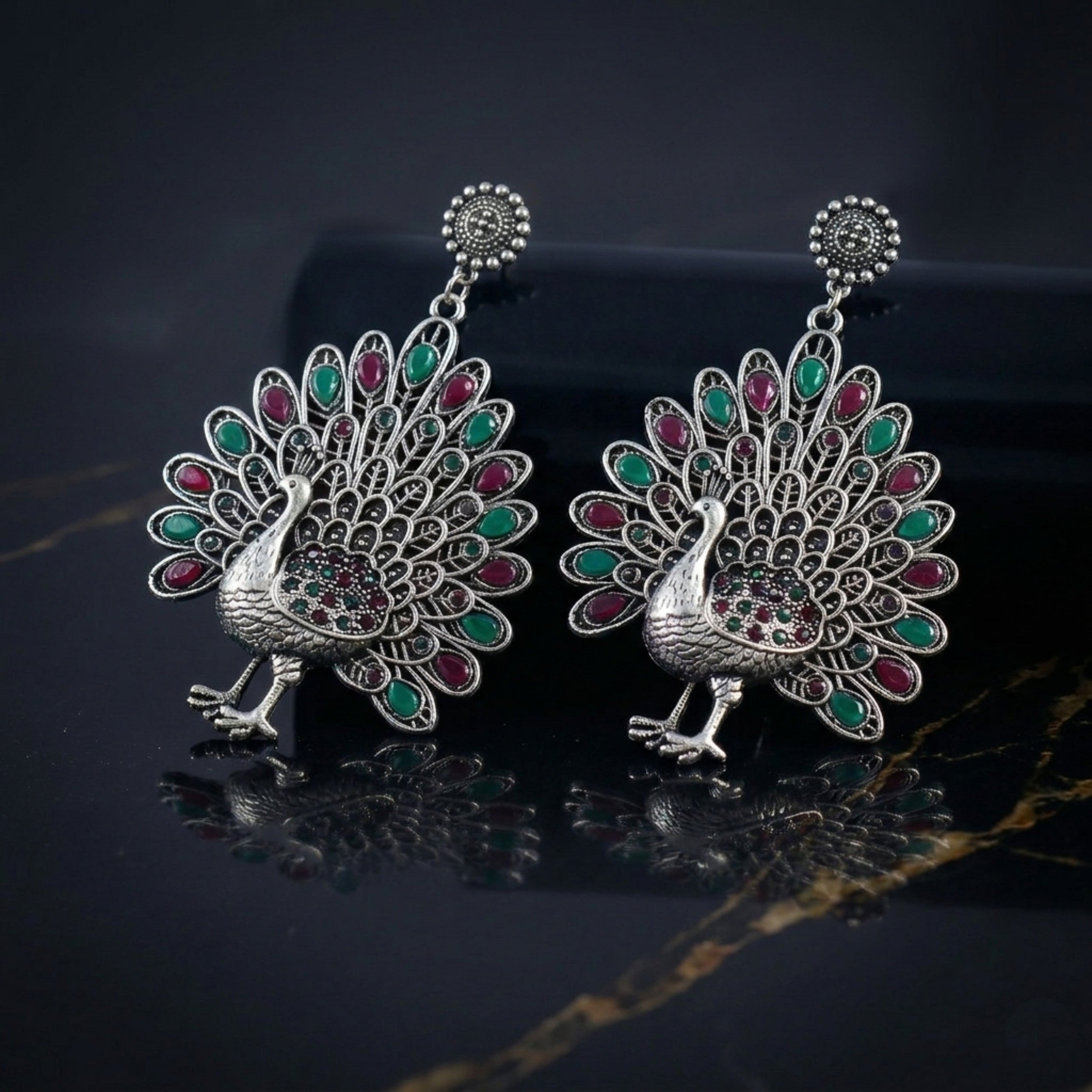 Multicolor peacock Motif Earrings
