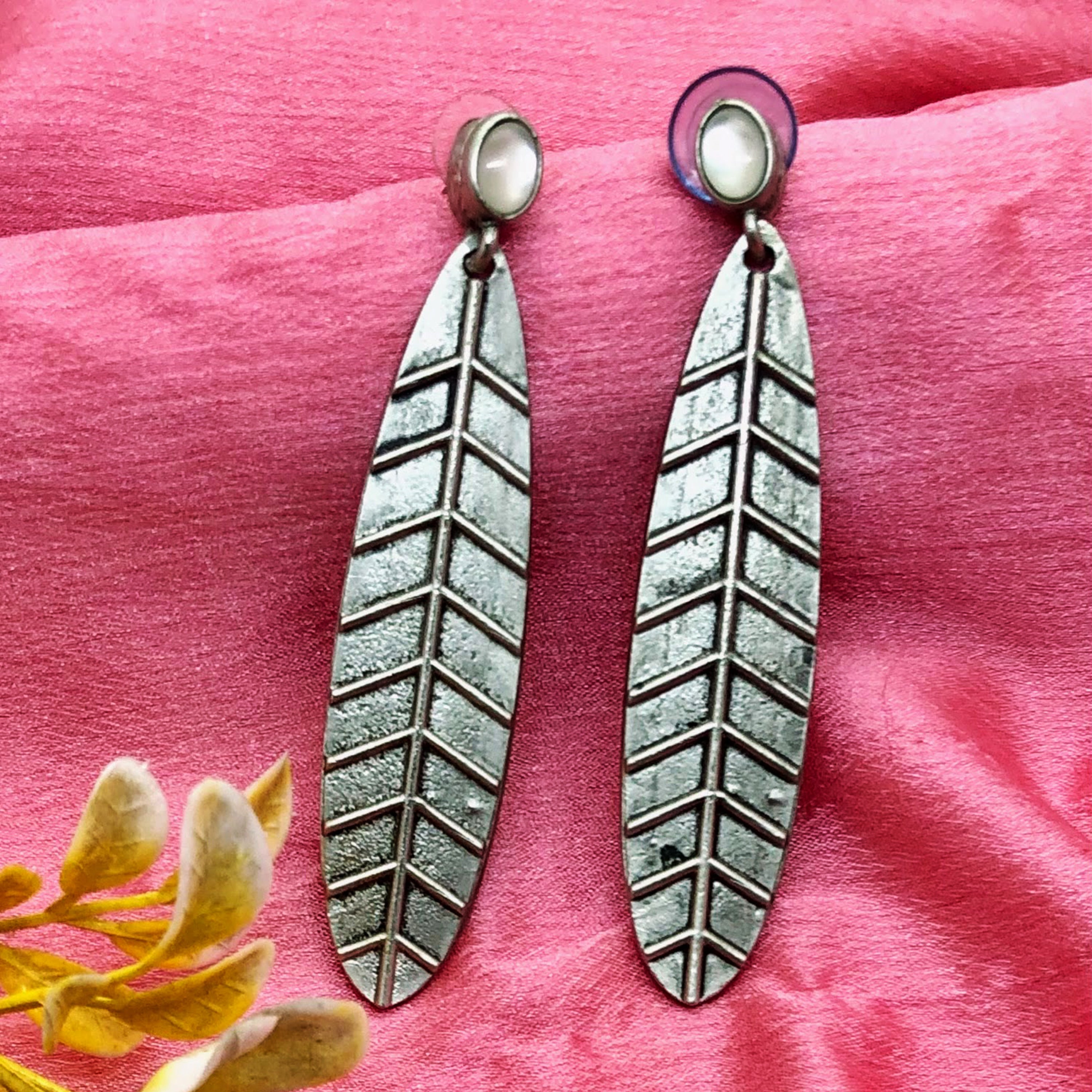 Vintage Oxidised Leaf Earrings