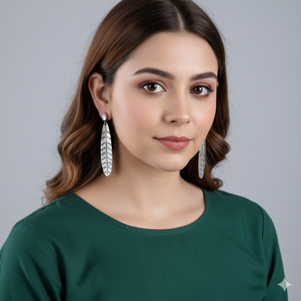 Vintage Oxidised Leaf Earrings