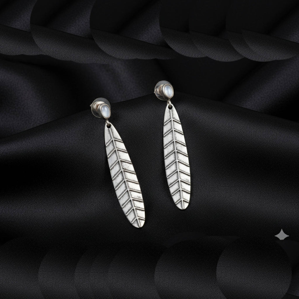 Vintage Oxidised Leaf Earrings