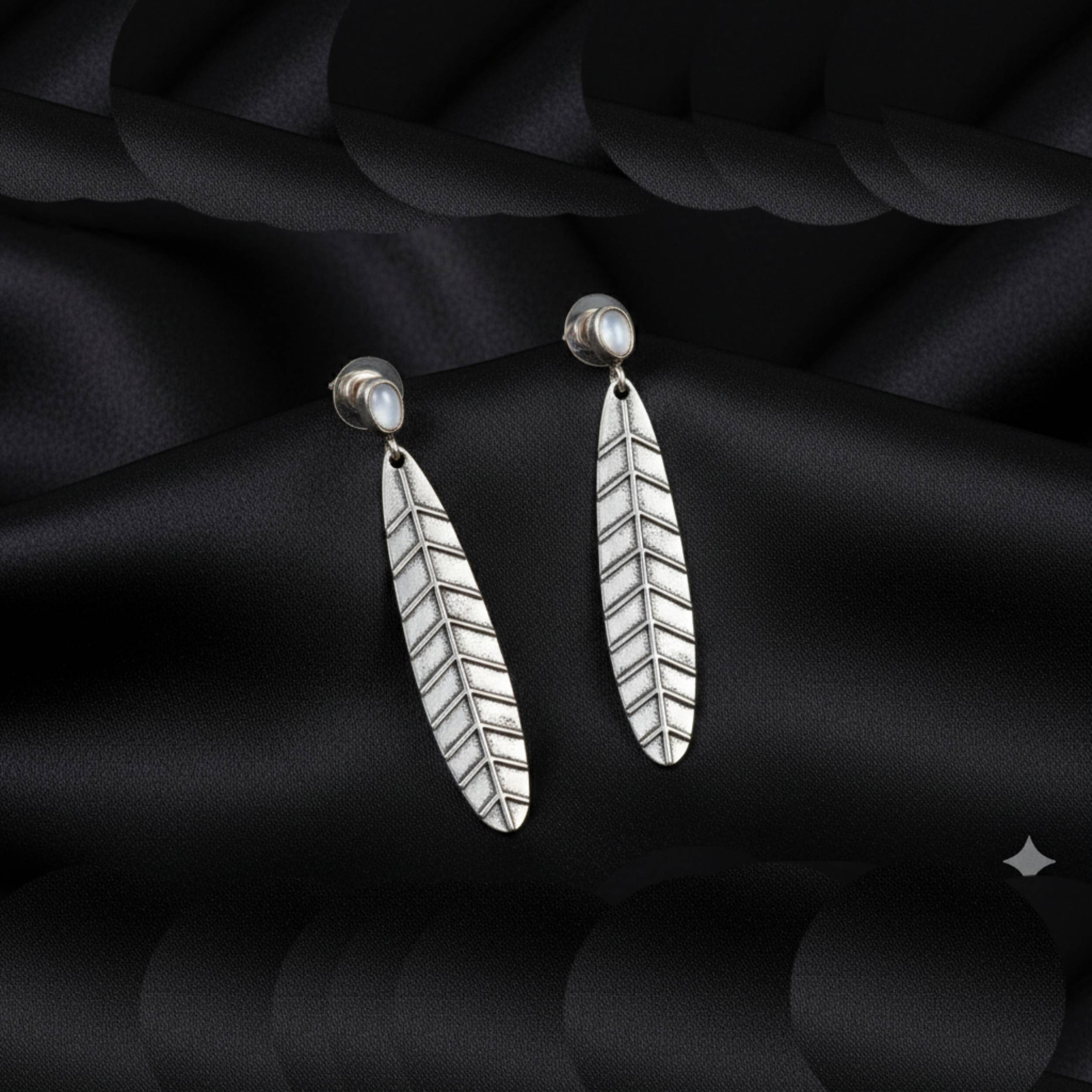 Vintage Oxidised Leaf Earrings