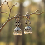 Leaf Stud with Dome Jhumkas
