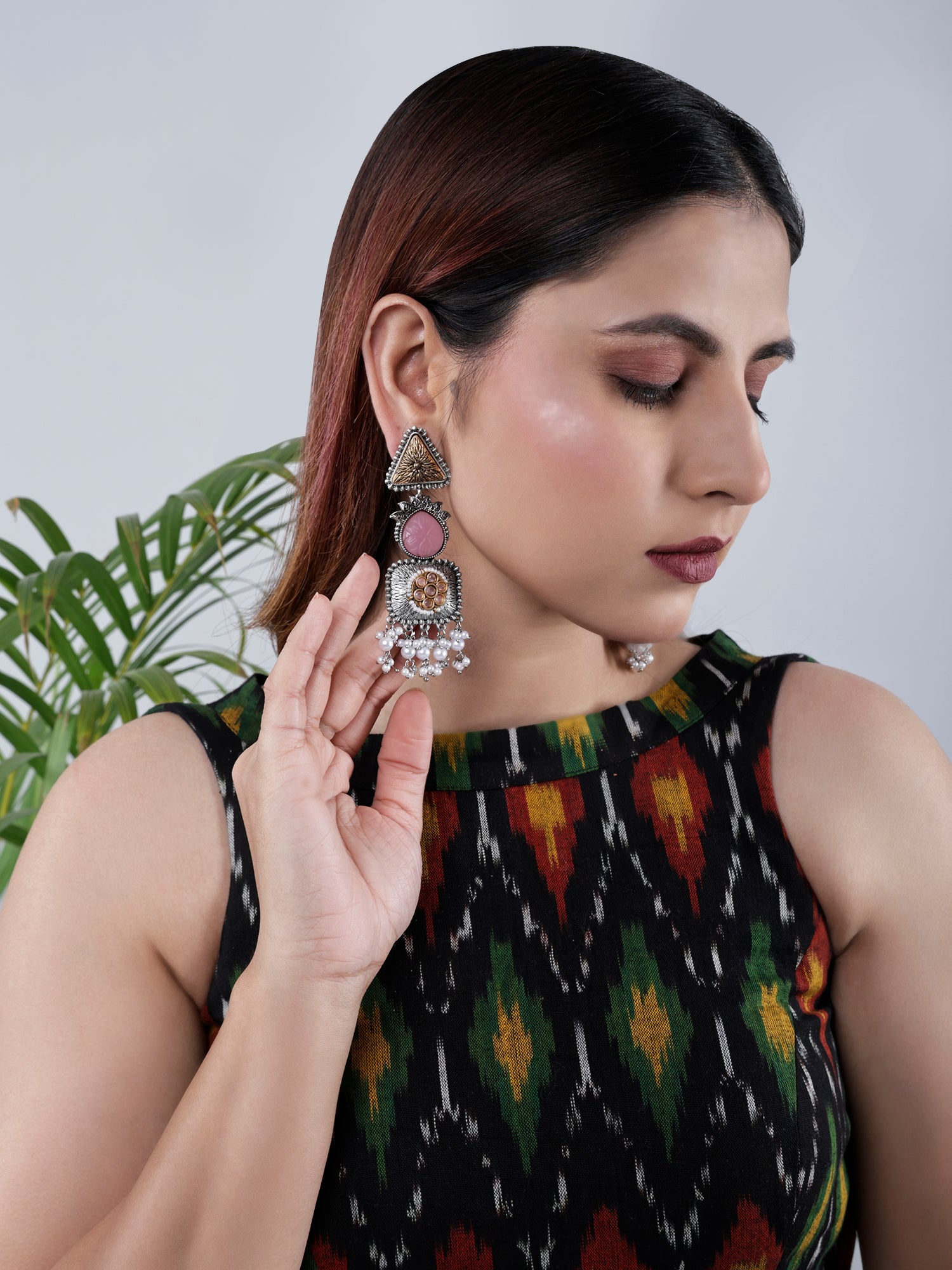 Dual tone Regal Drop Danglers