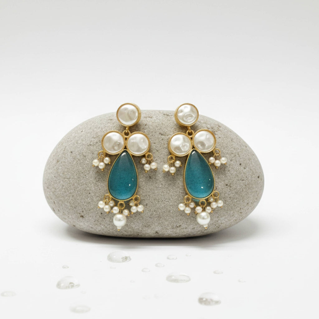 Pearl Accent Mint Earrings