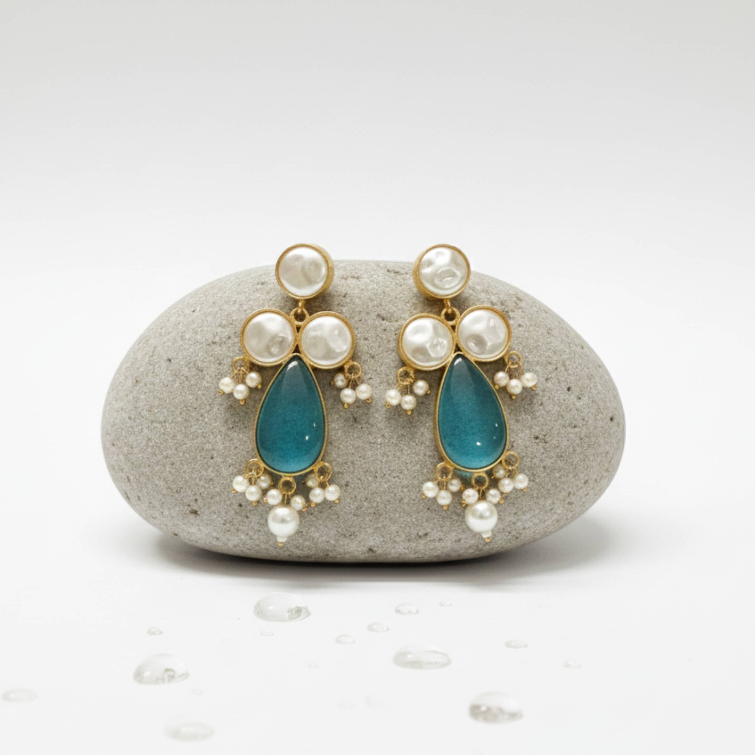 Pearl Accent Mint Earrings