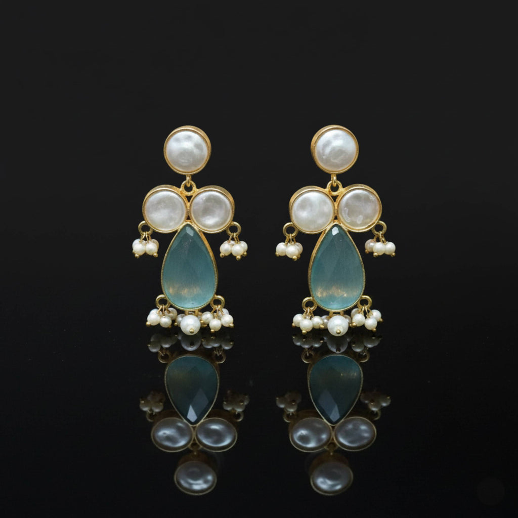 Pearl Accent Mint Earrings