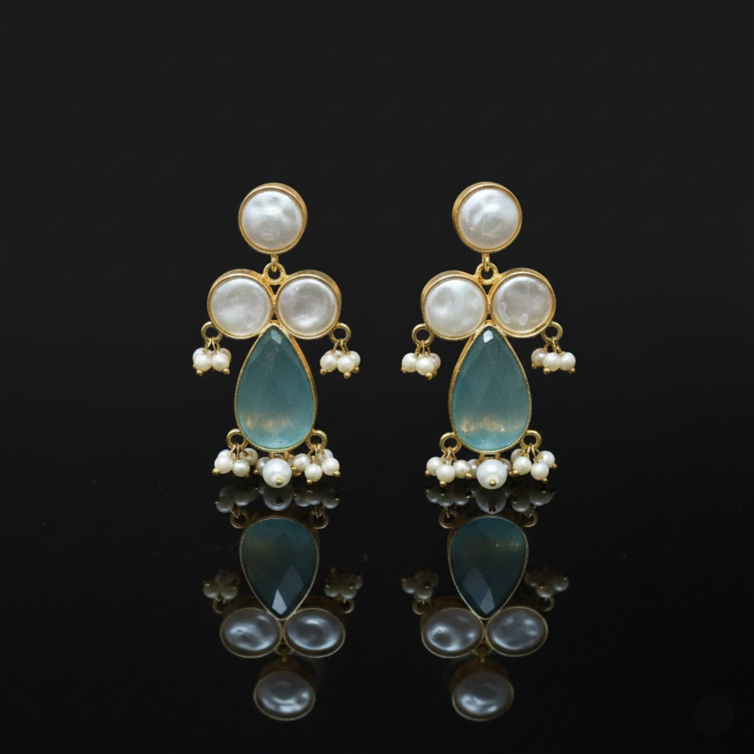 Pearl Accent Mint Earrings