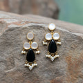 Midnight Pearl Brass Danglers