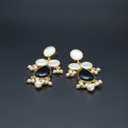 Midnight Pearl Brass Danglers