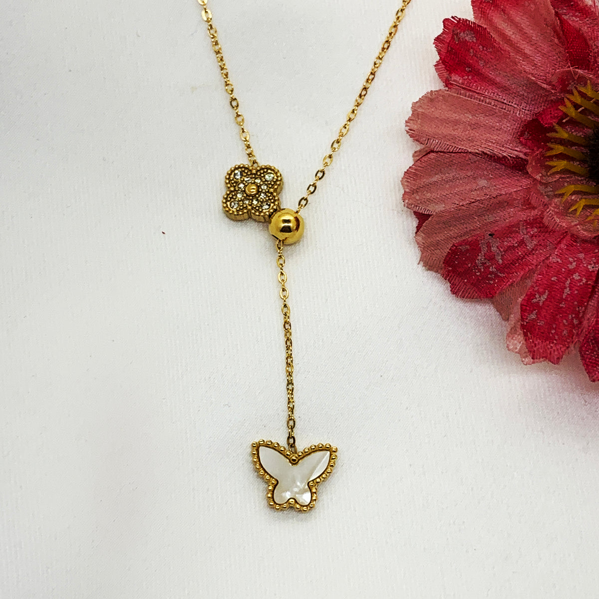 Golden Butterfly Charm Chain Pendant