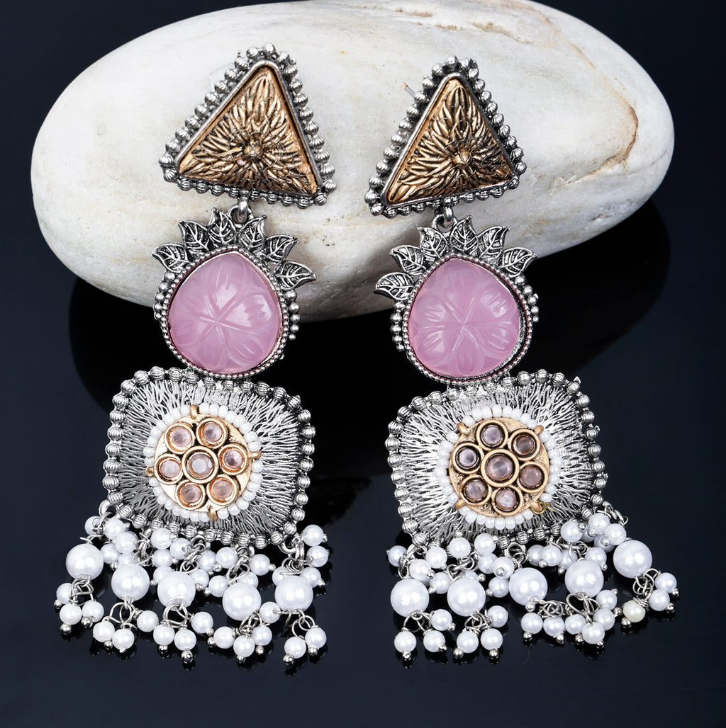 Dual tone Regal Drop Danglers