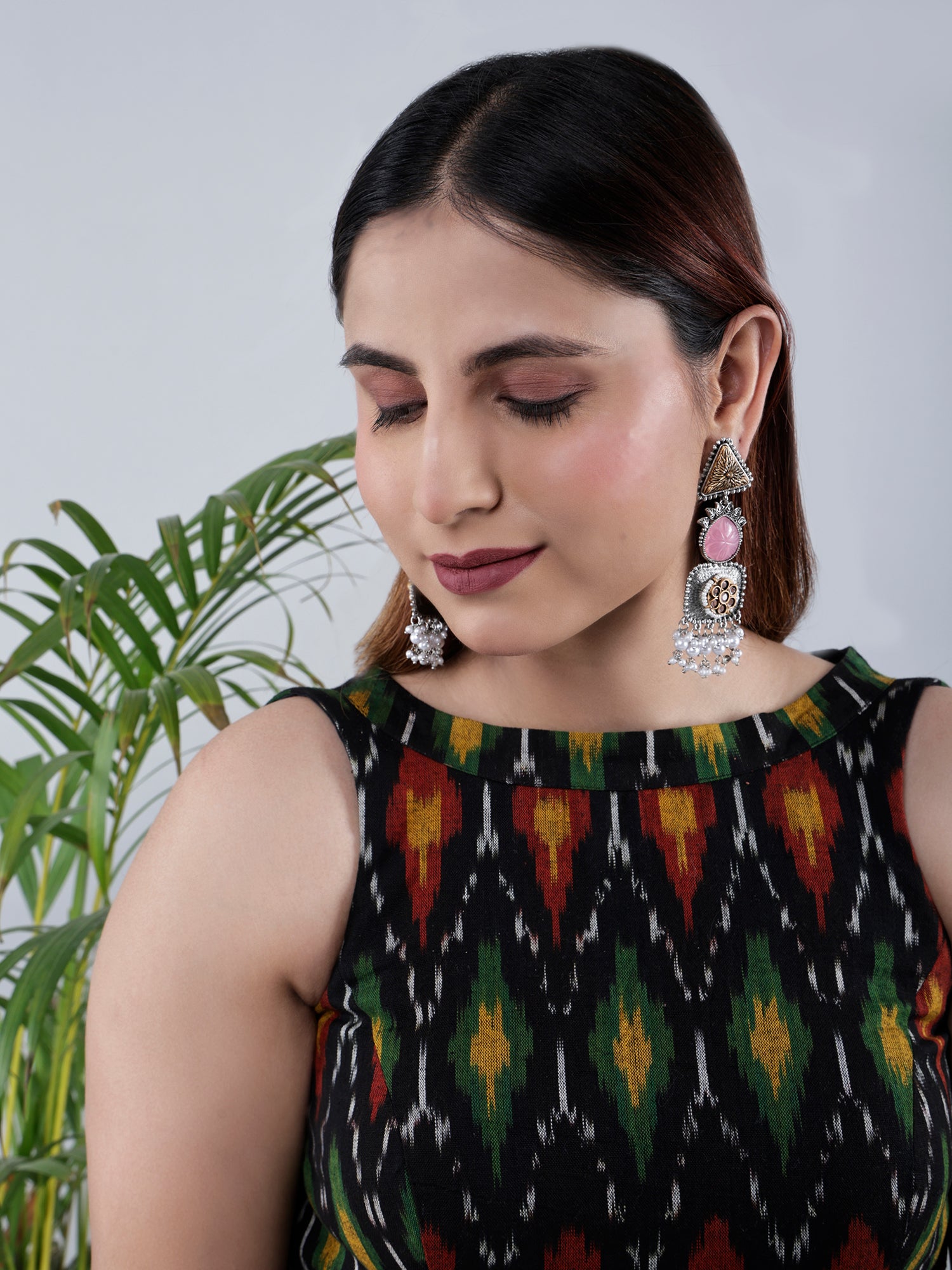 Dual tone Regal Drop Danglers