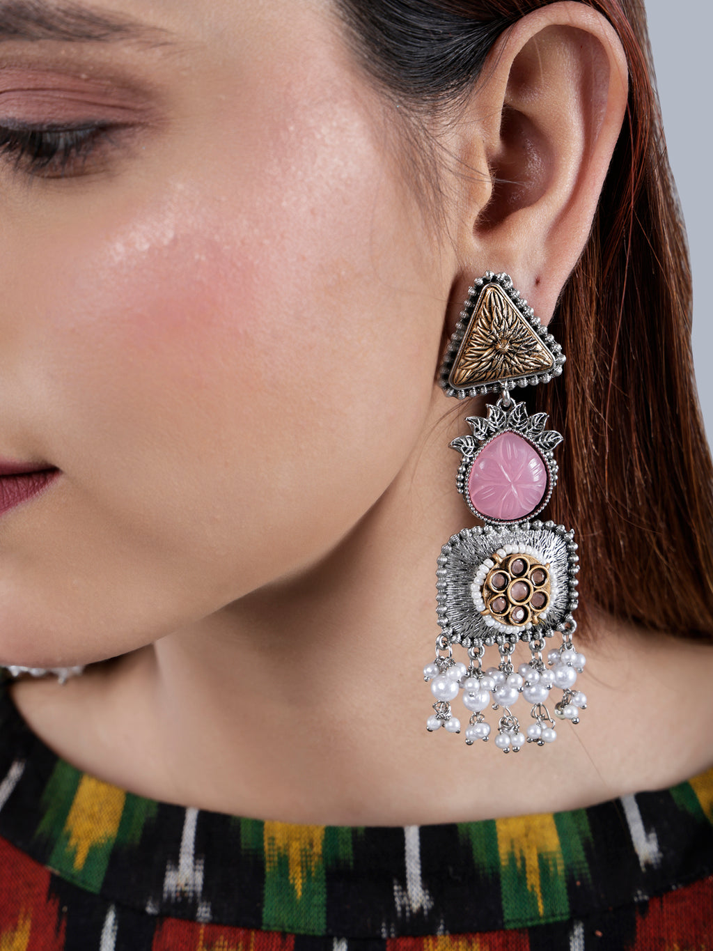 Dual tone Regal Drop Danglers
