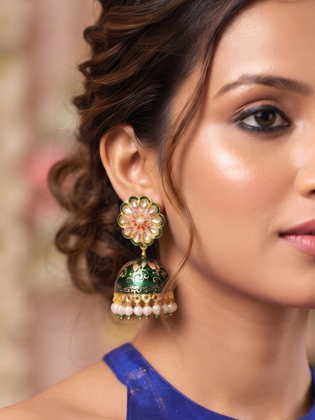 Rangoli Jhumka - Green