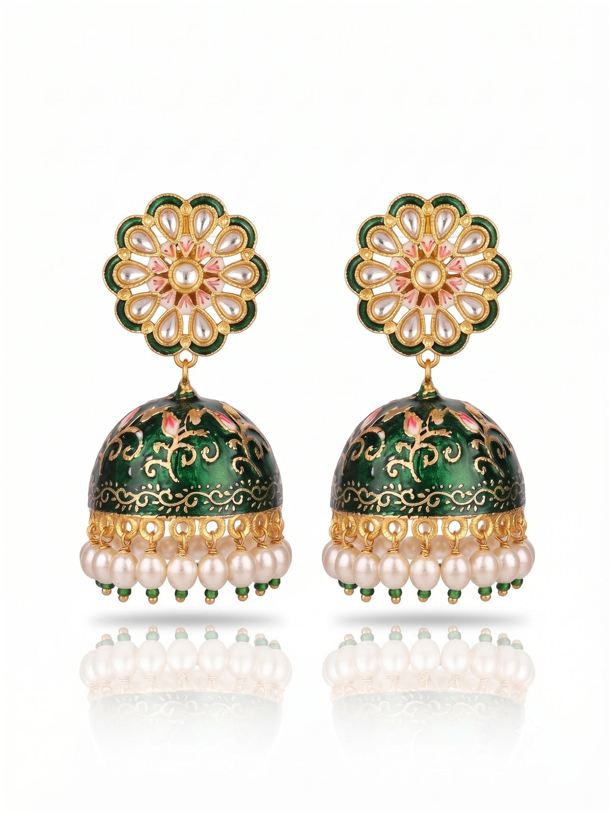 Rangoli Jhumka - Green