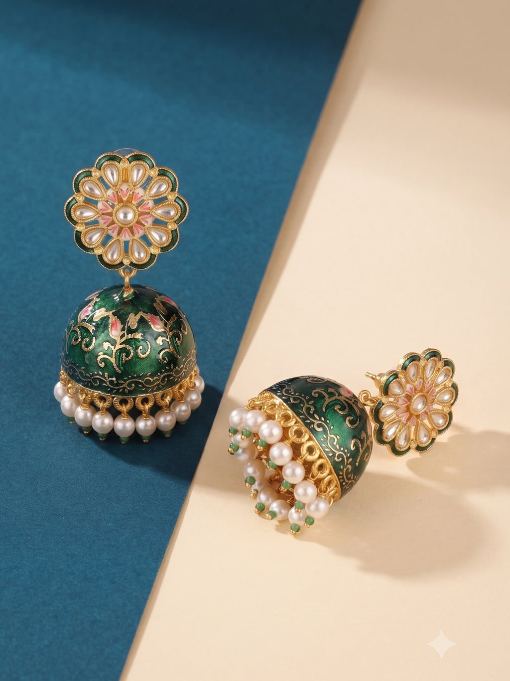 Rangoli Jhumka - Green