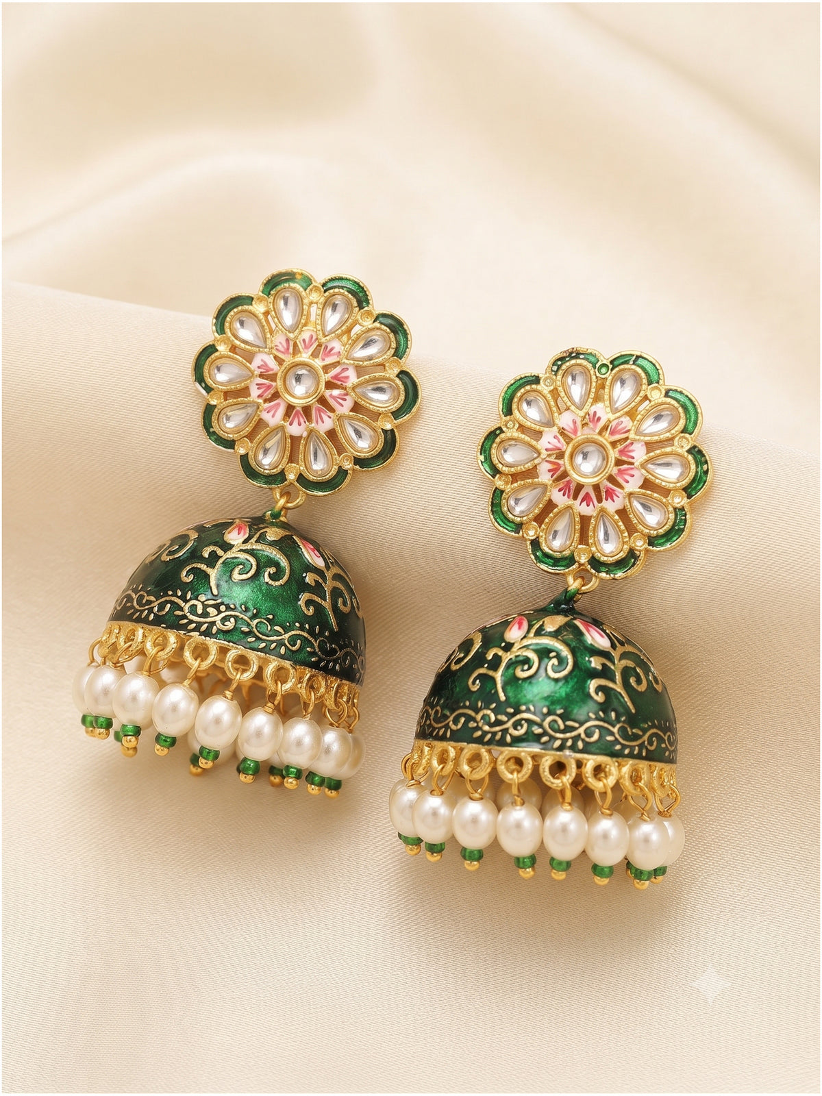 Rangoli Jhumka - Green
