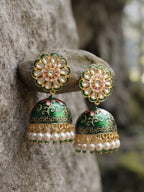 Rangoli Jhumka - Green