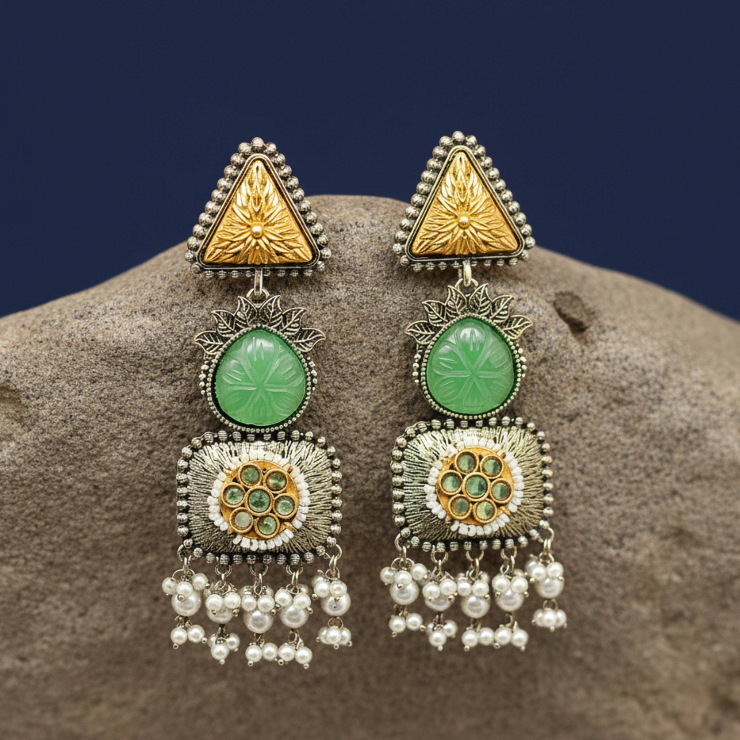 Shadowed Mint Heirloom Danglers
