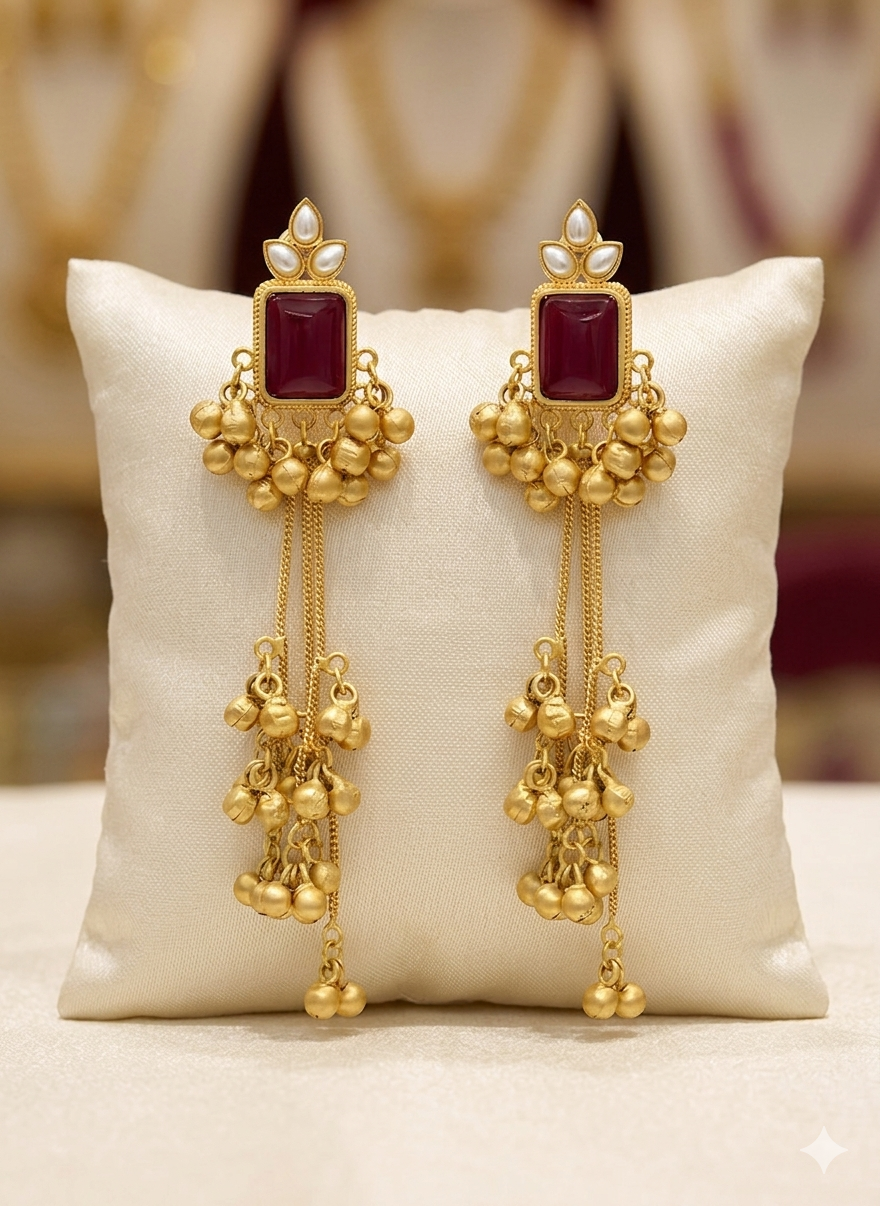 Enchanted Ruby Kashmiri Earrings