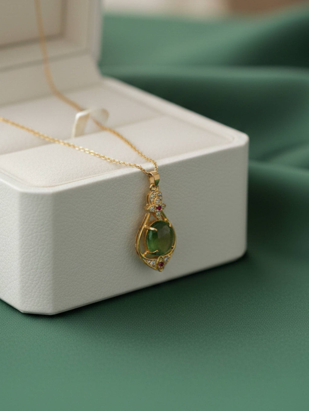Gilded Emerald Pendant Necklace