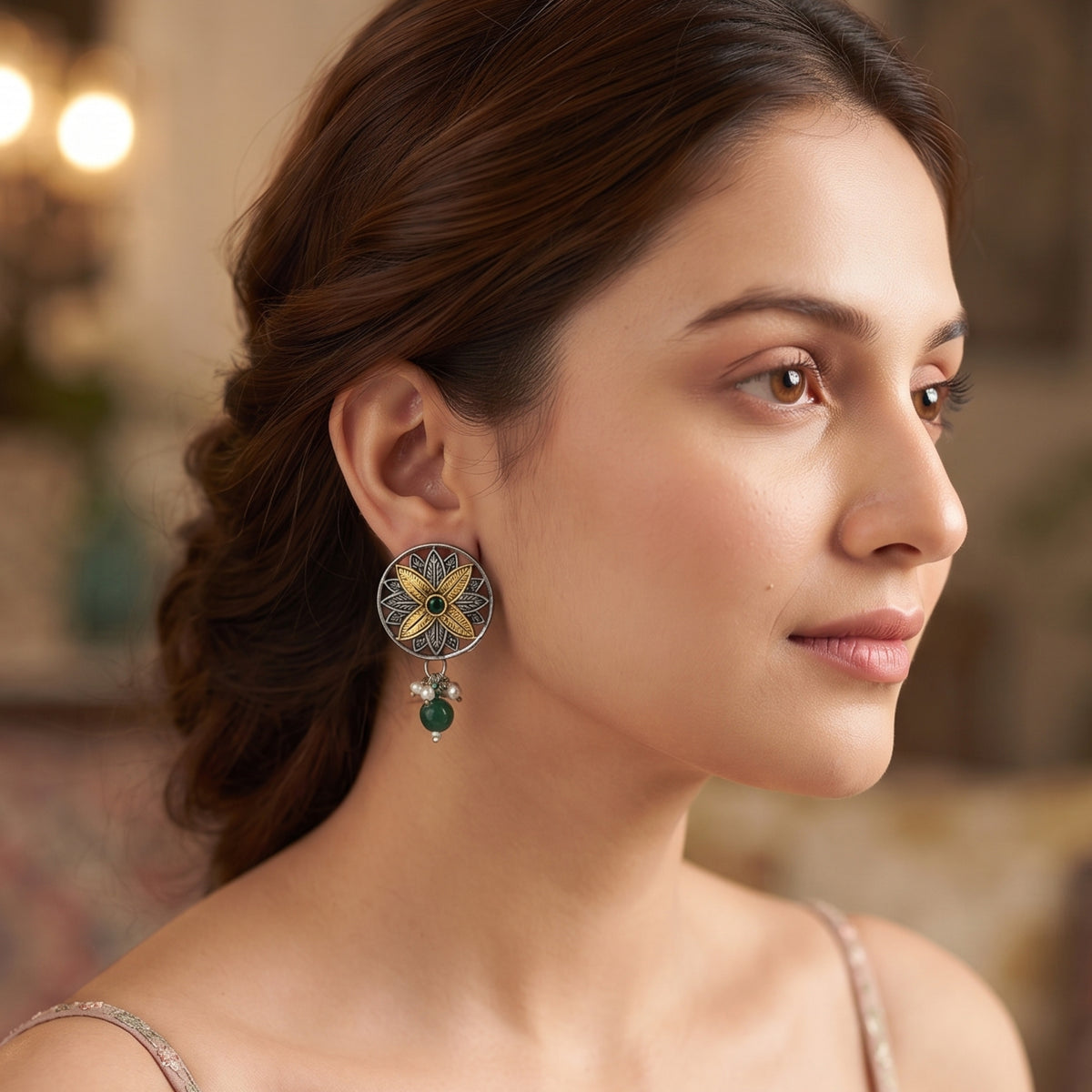 Ethereal Glow Dual-Tone Earrings