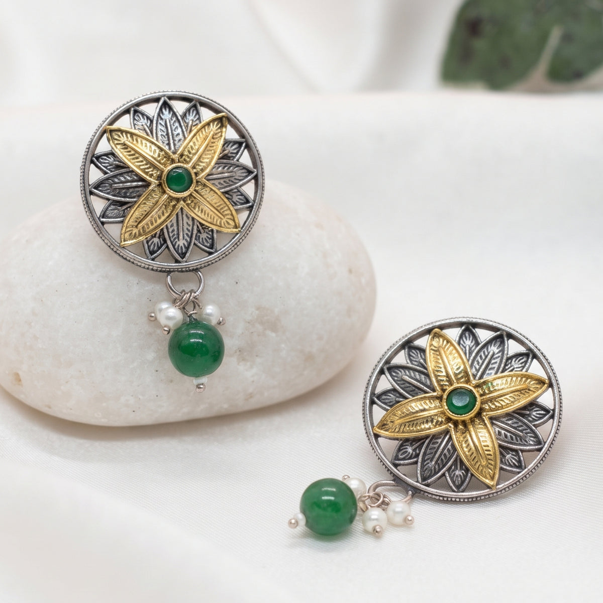 Ethereal Glow Dual-Tone Earrings