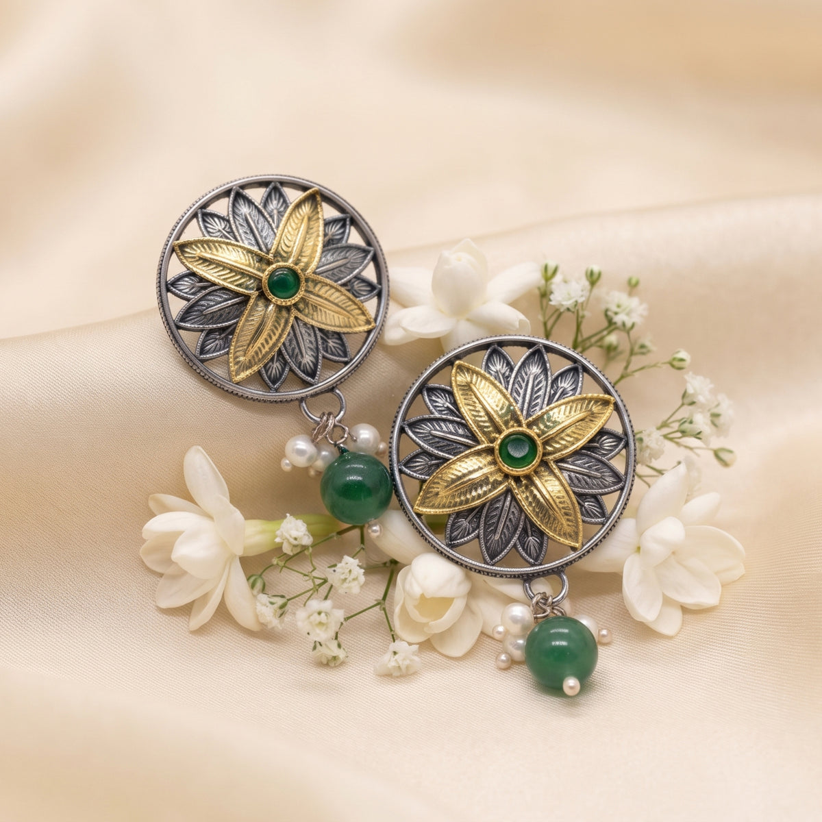 Ethereal Glow Dual-Tone Earrings
