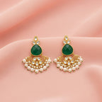 Emerald Green Kundan Danglers