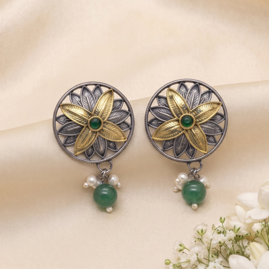 Ethereal Glow Dual-Tone Earrings