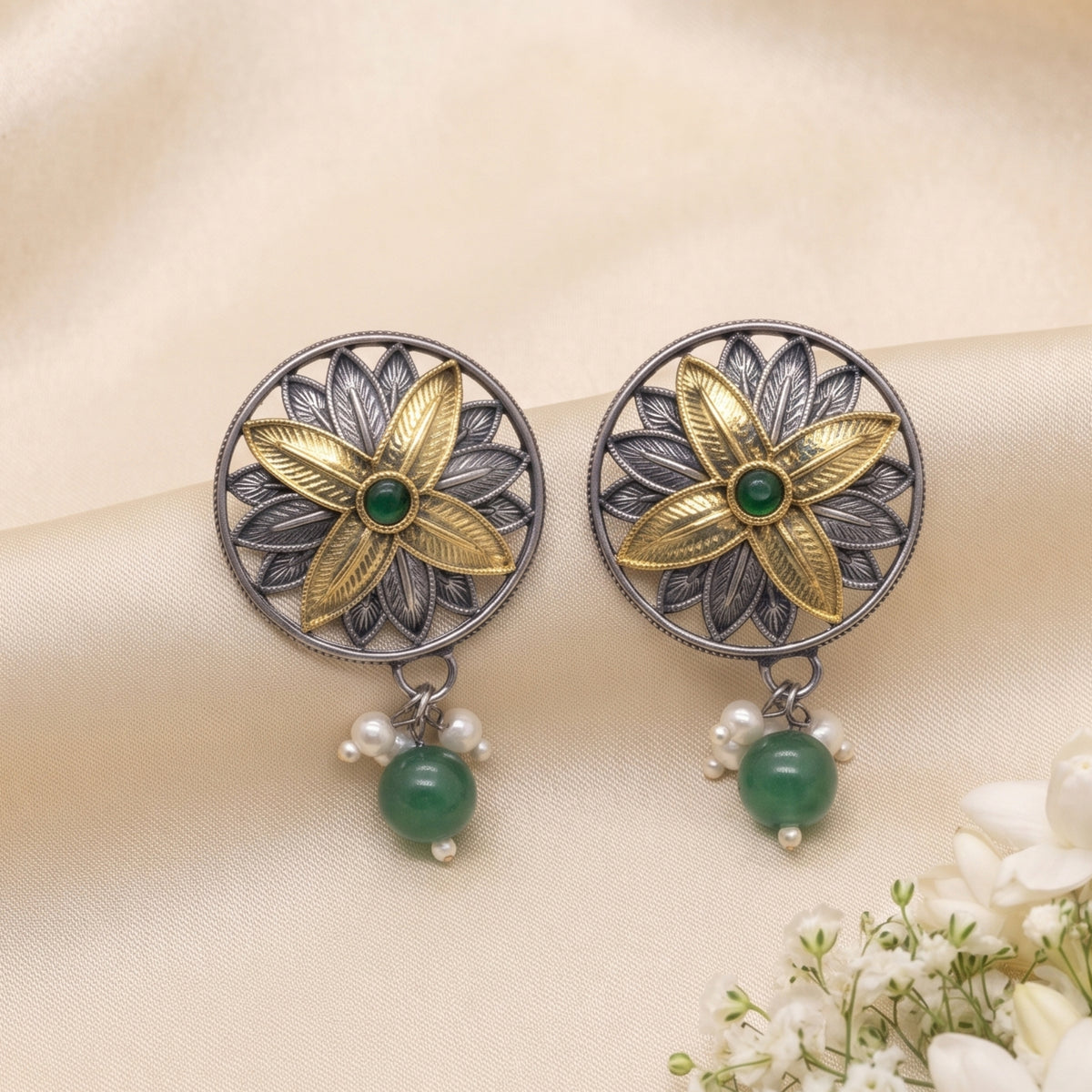 Ethereal Glow Dual-Tone Earrings