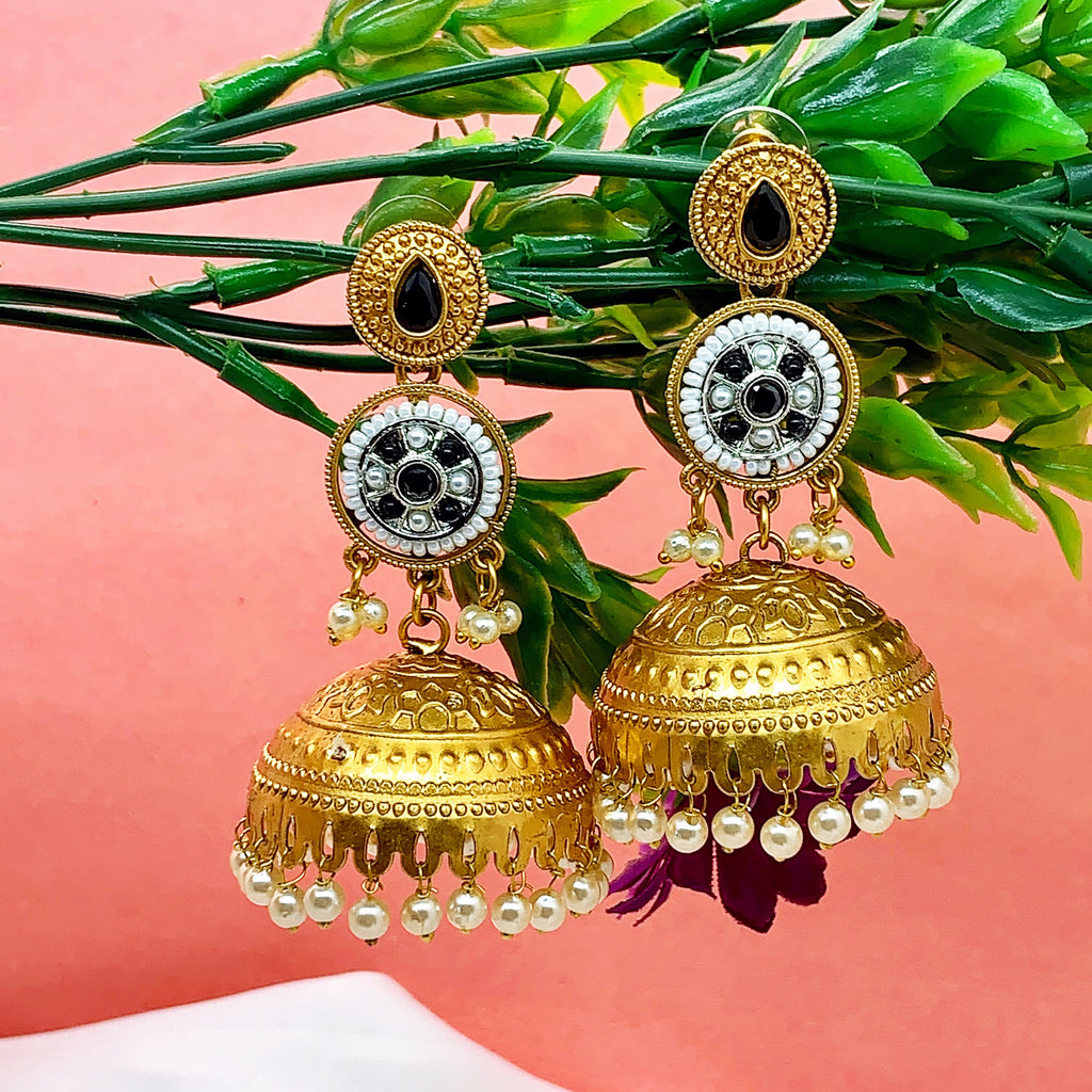 Triple Layer Black Jhumkis