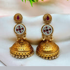 Triple Layer Ruby Jhumkas