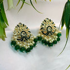 Green Meenakari Kundan Earrings