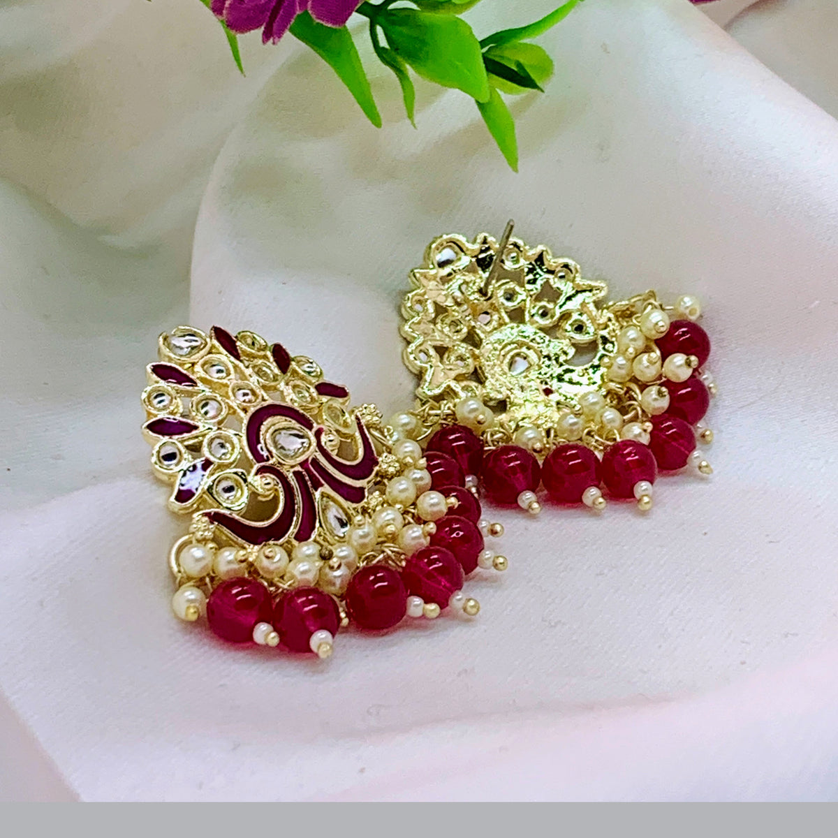 Regal Meenakari Kundan Earrings