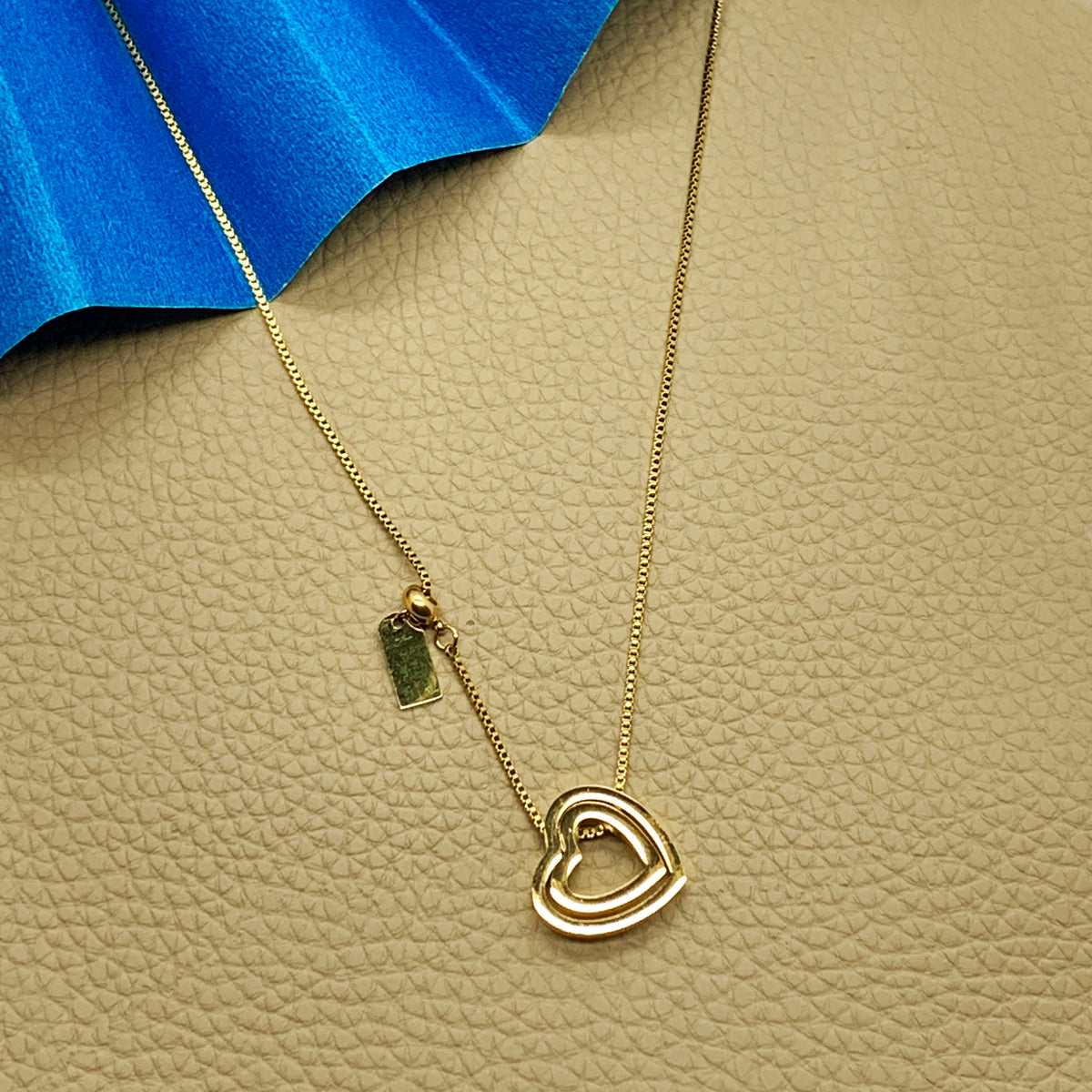 Gilded Double Heart Slider Necklace
