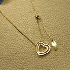 Gilded Double Heart Slider Necklace