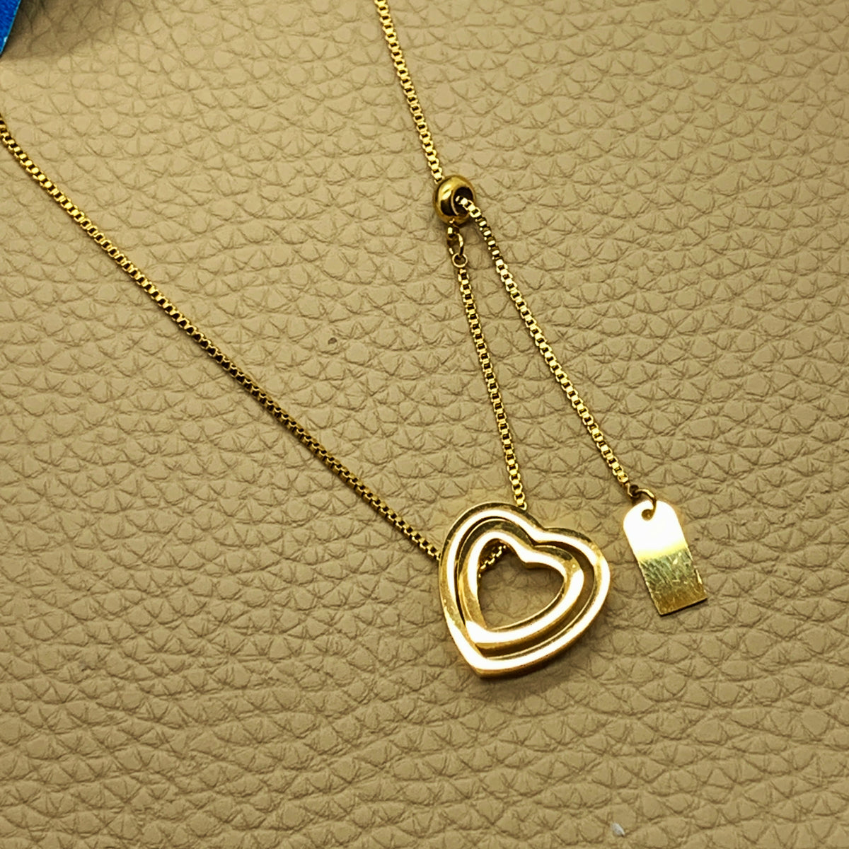 Gilded Double Heart Slider Necklace