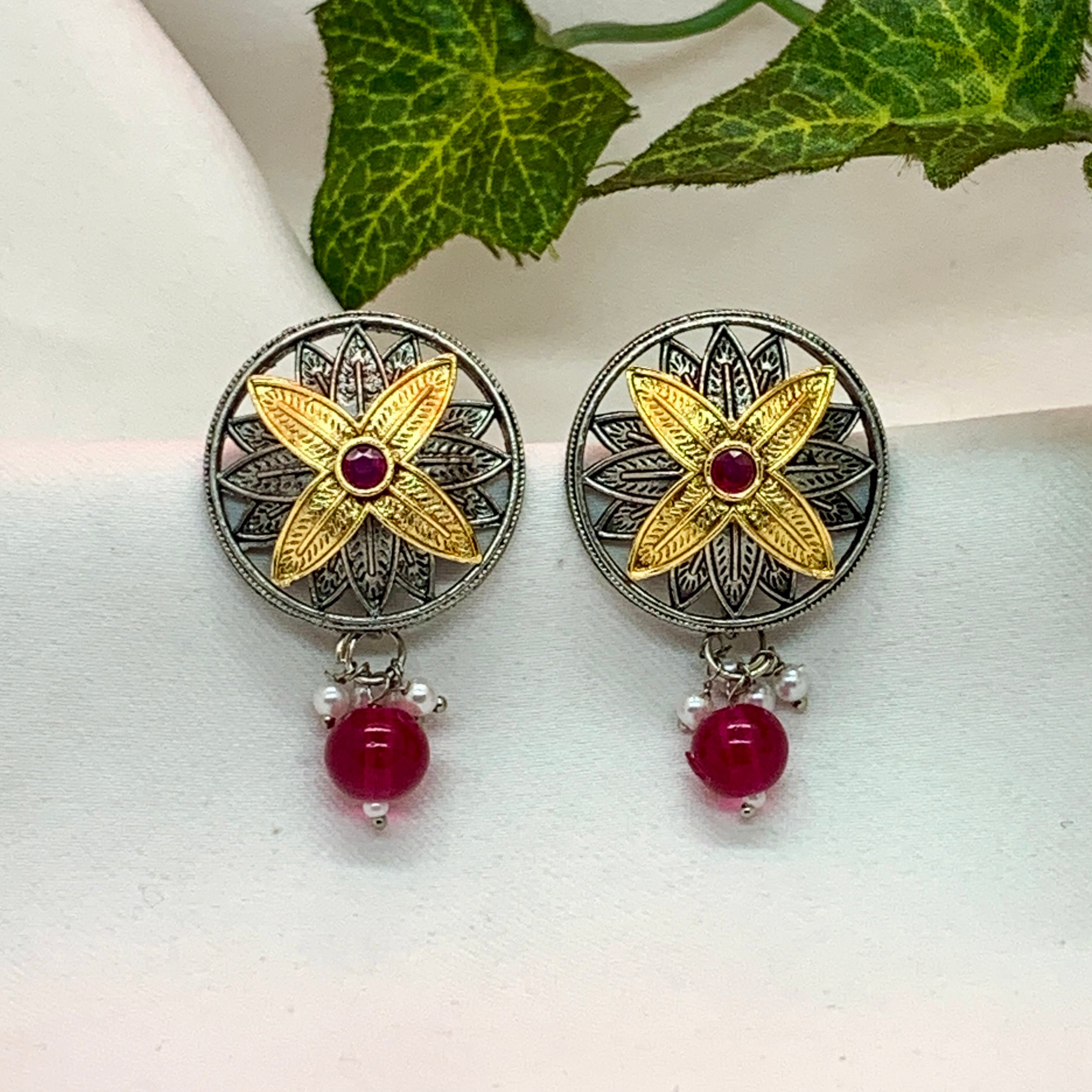 Ethereal Glow Dual-Tone Earrings
