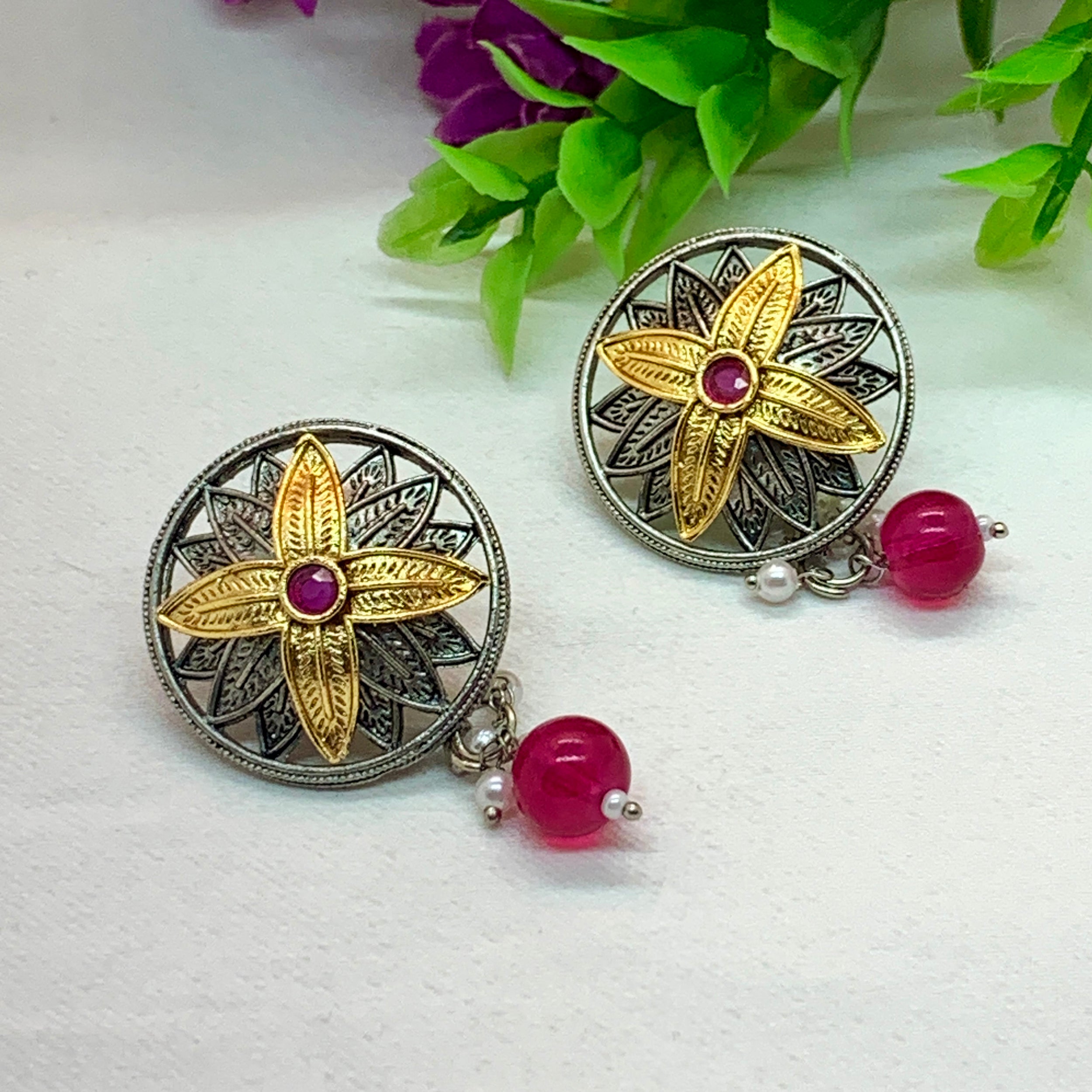Ethereal Glow Dual-Tone Earrings