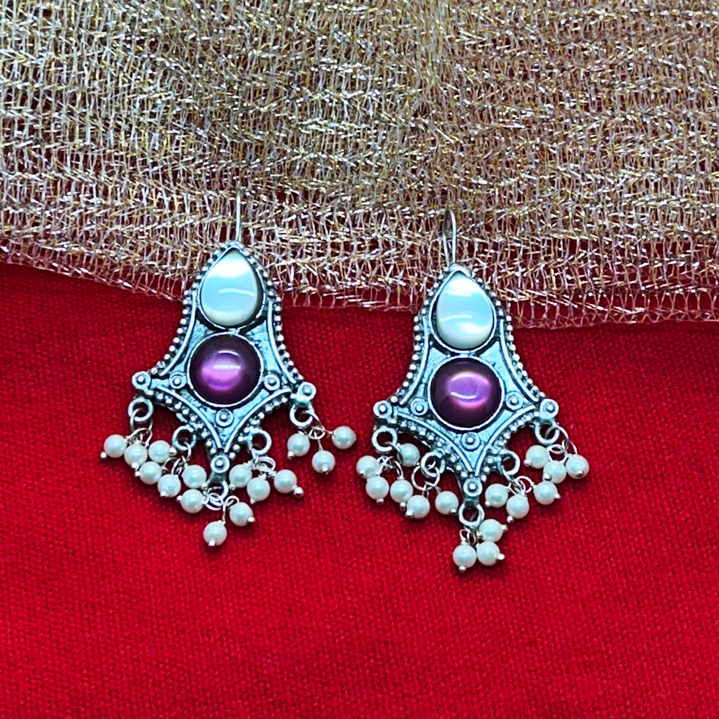 Twin Stone Dangler Earrings