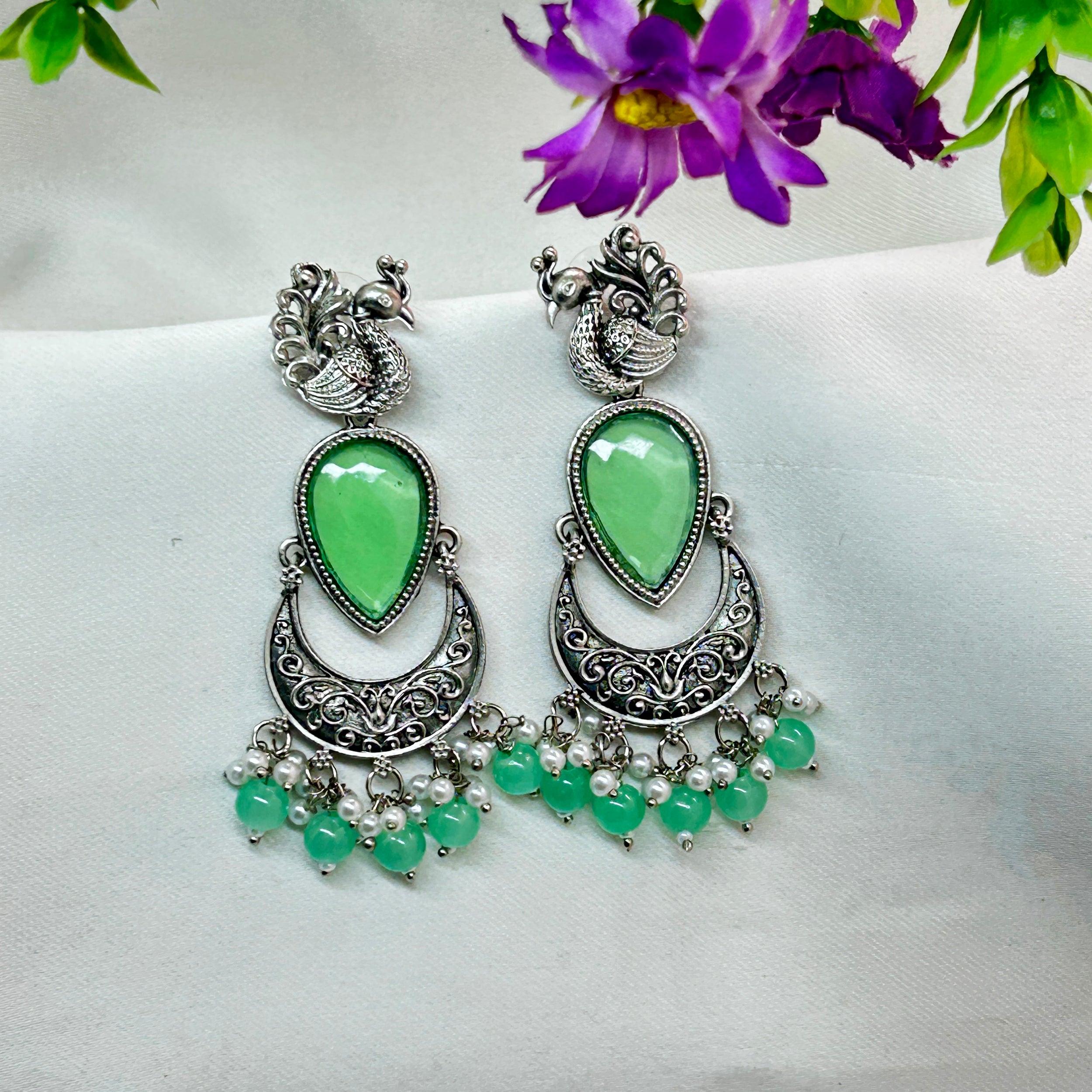 Peacock Motiff Drop Earrings